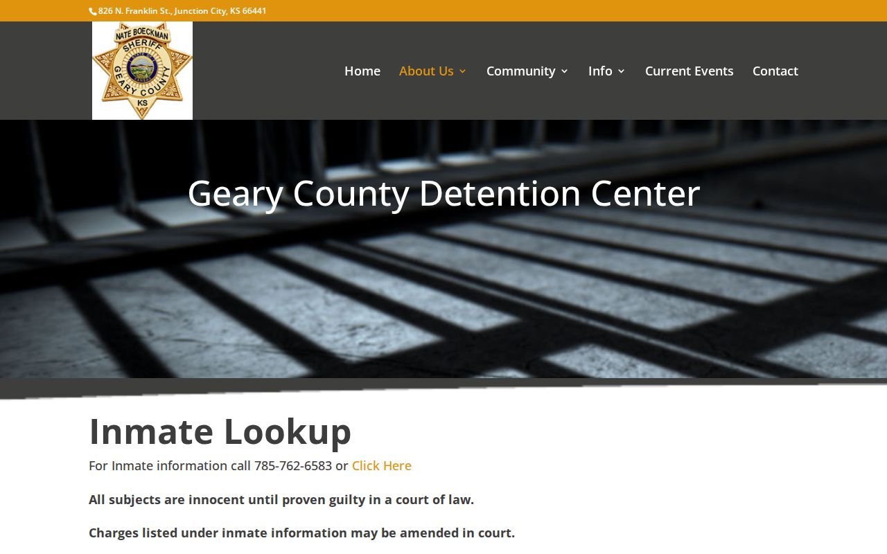 Geary County Detention Center corrections and release information