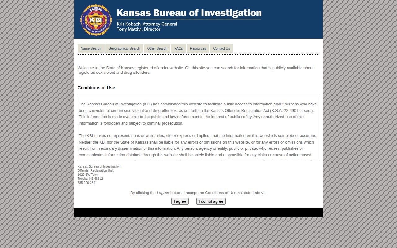 Kansas registry photo channel for a limited Geary County released population